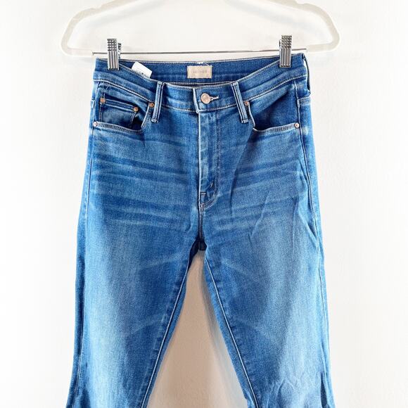 Mother The Weekender Fray Flare Mid Rise Jeans Connect The Dots Blue 27 - Picture 7 of 13